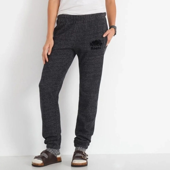 Roots Heathered Black  Logo Sweatpant - Picture 1 of 10